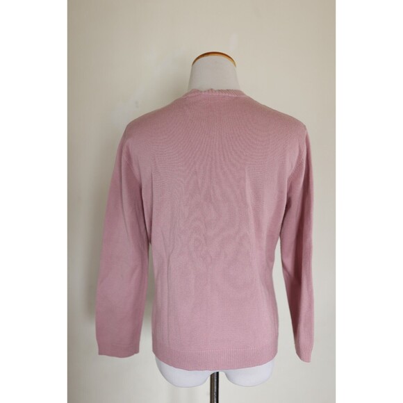 Vintage Y2K Pink Sequin Beaded Button Down Cardigan Coquette Preppy Pin Up M - Picture 12 of 13